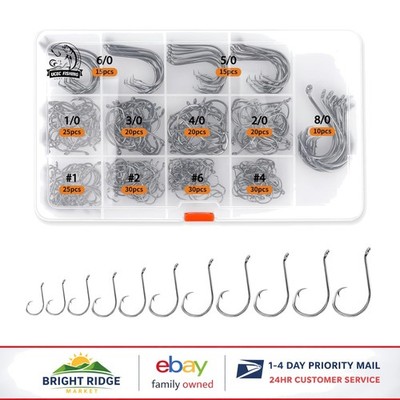 Strong Circle Fishing Hooks, 240pcs High Carbon Steel for Catfish & Bass Fishing