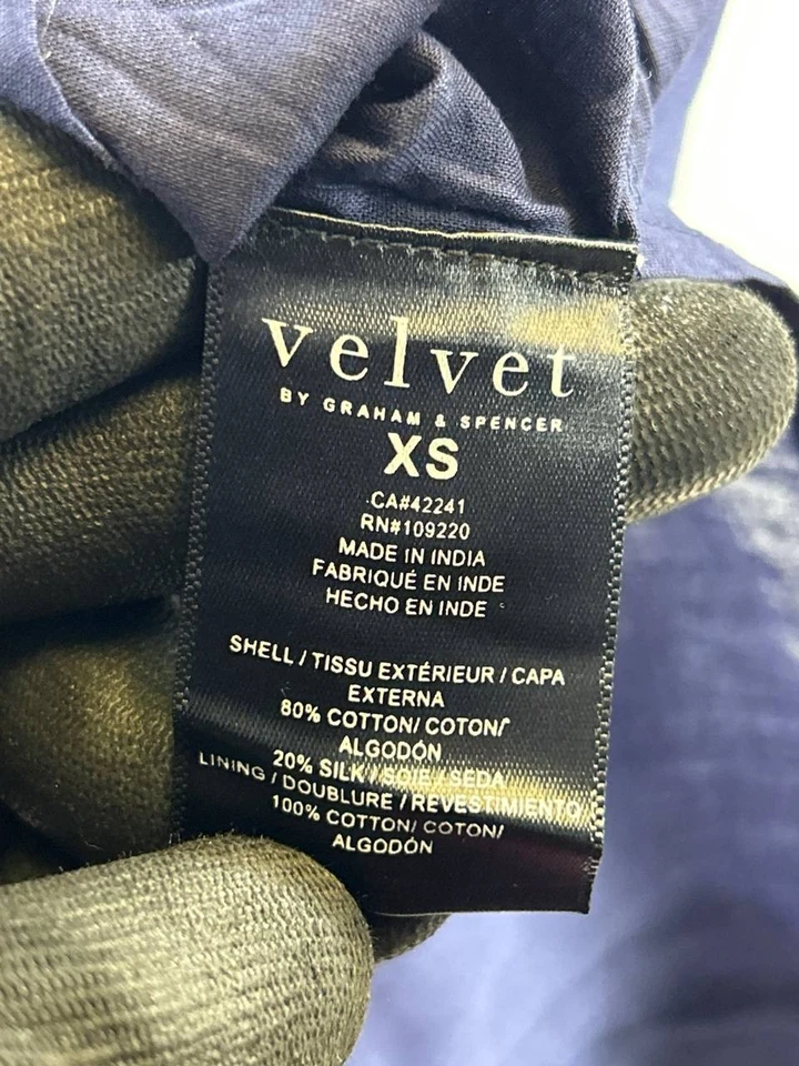 Velvet Shirt Womens Xs Blue Red Purple Cotton Blouse - Image 4 of 4