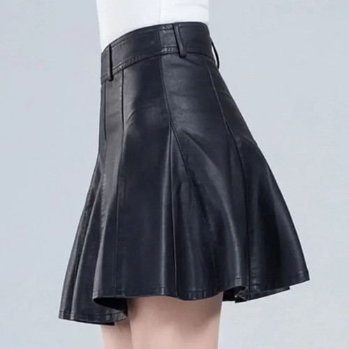 Damen Röcke Elegant Übergröße Neu Mode Koreanischer Stil Echt Echtleder Ski - Bild 3 von 12