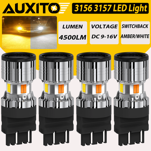 4x 3157 White/Amber Switchback LED Turn Signal Parking Light Bulbs 4157na 3457na