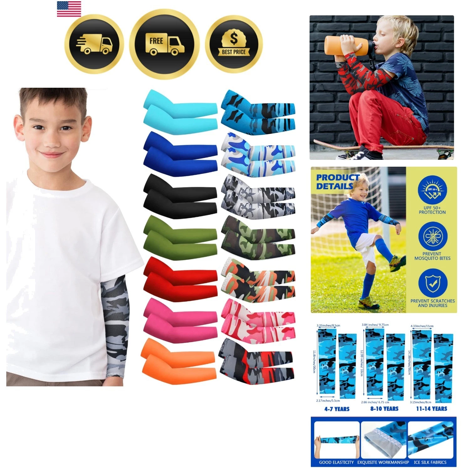 14 Pairs Arm Sleeves for Kids UV Sun Protection Cooling Arm Compression Cover...
Opens in a new wind