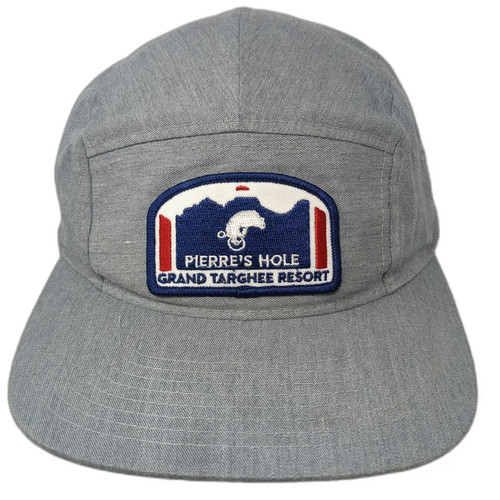 Richardson 5 Panel Gray OSFM Pierre's Hole Grand Targhee Resort Hat Biker Patch
