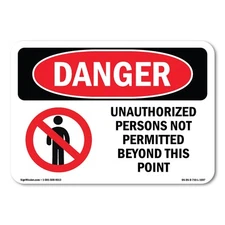 Unauthorized Persons Not Permitted Beyond ANSI Danger Sign Metal Plastic Decal
