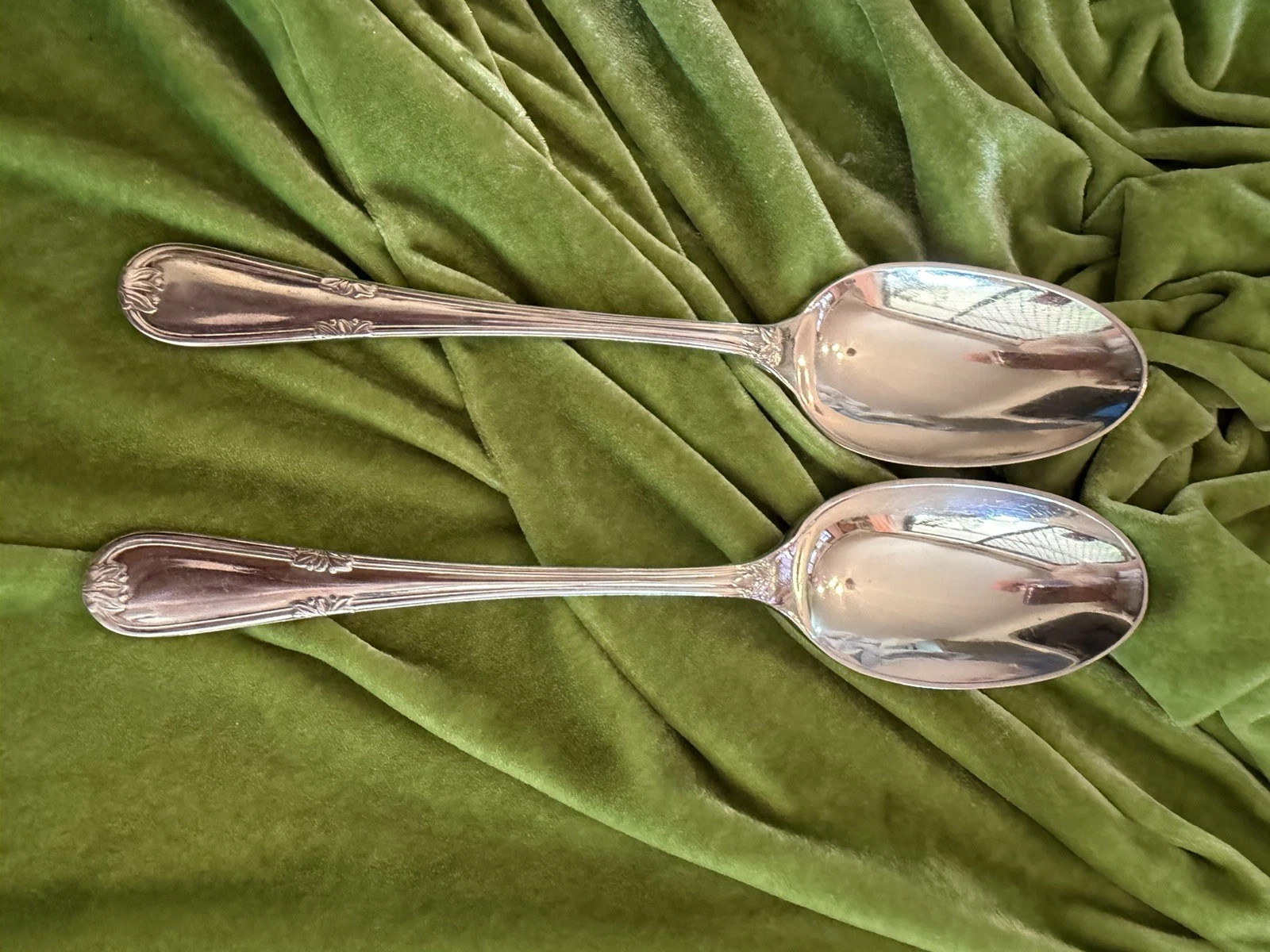A Pair of Vintage Silver Serving / Basting Spoons by Walker and Hall #62