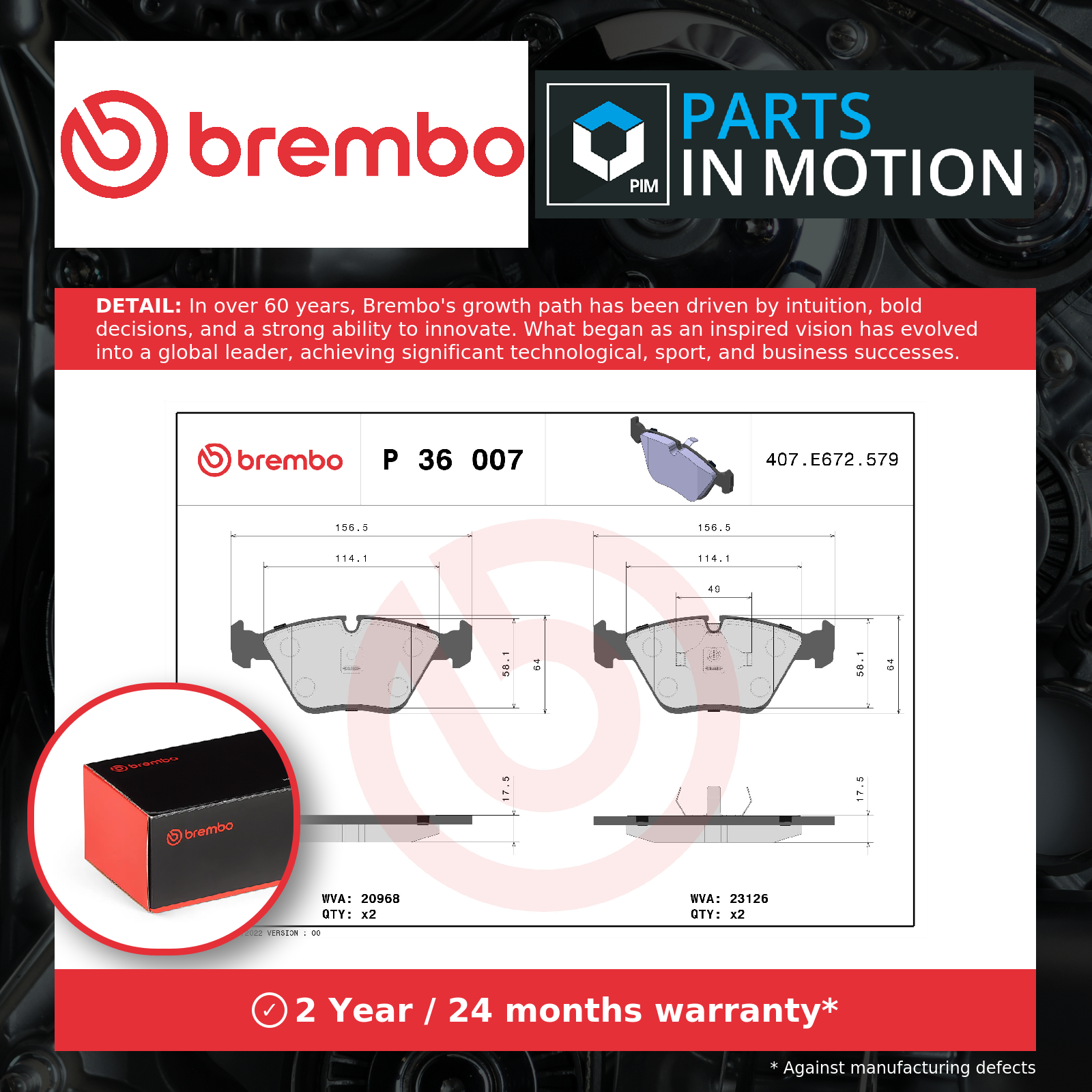 Brake Pads Set fits JAGUAR XJ X308, XJ40 3.2 Front 90 to 03 Brembo JLM001829 New - Image 5