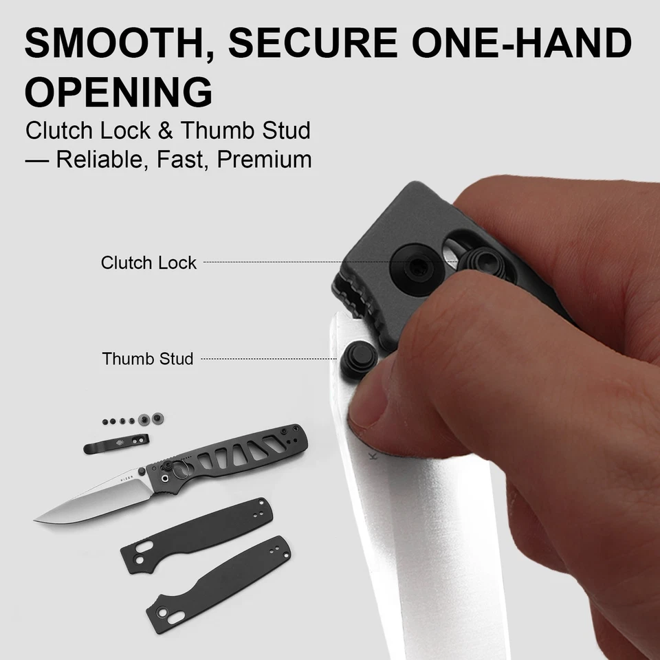 Navaja de Bolsillo Plegable Kizer Original 2 Hoja 14C28N Mango Aluminio V3605.2MA1 Foto 3 de 4