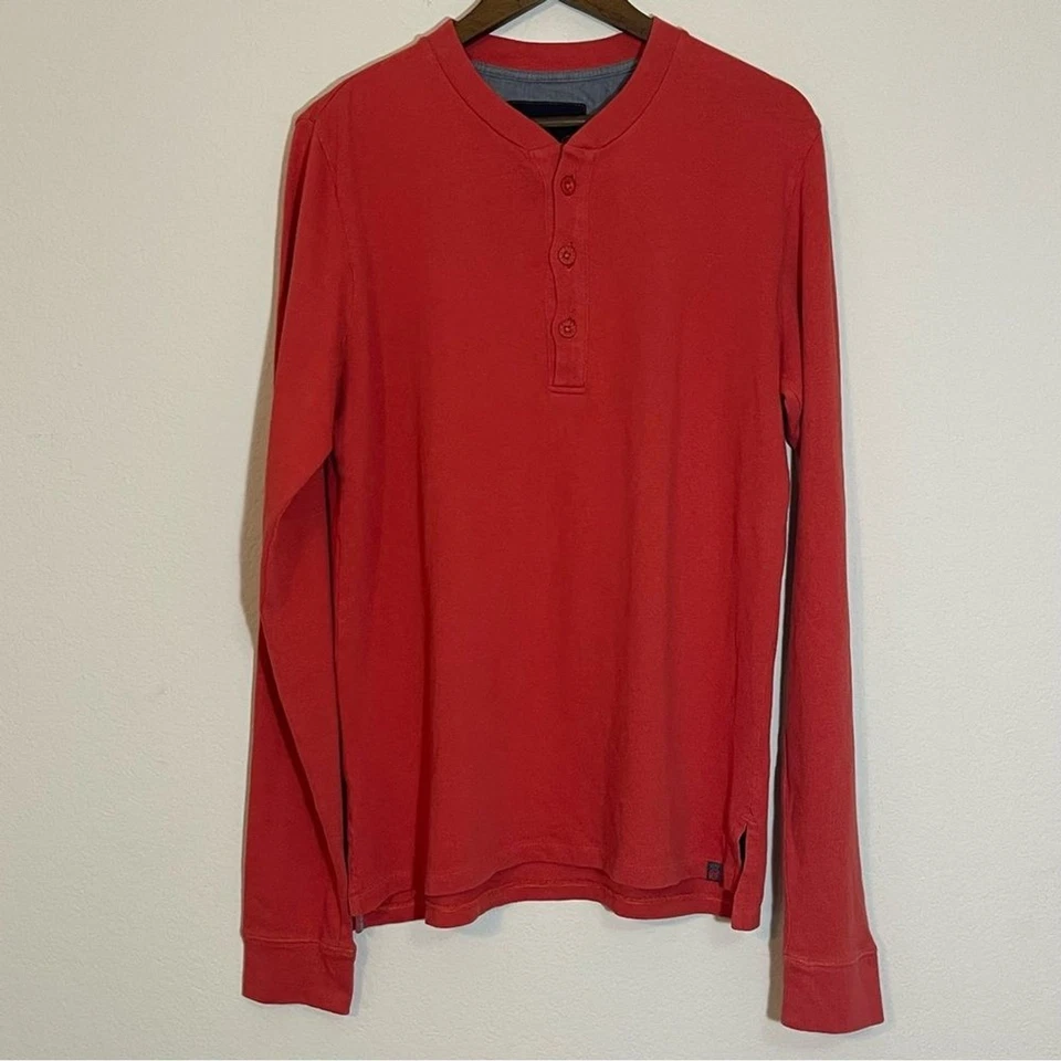 AG Adriano Goldschmied Nuevo sin Etiquetas Hombre Manga Larga Rojo Henley Talla Mediana Algodón Suave Foto 2 de 4
