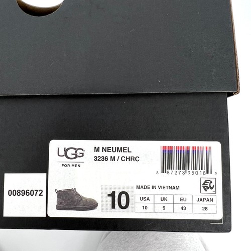 UGG Herren Neumel Schnür Chukka Stiefel Anthrazit Grau Wildleder Lammfell Gefüttert Größe 10 - Bild 8 von 8