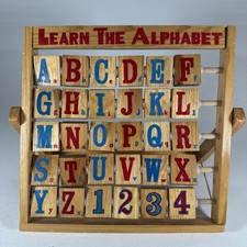 Vintage Wood Learn the Alphabet Folding Educational Flip Toy