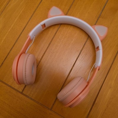 Rosa Katzenohren - kabelloses Headset LED-Leuchten - verstellbar / faltbar - Mädchen Geschenk
