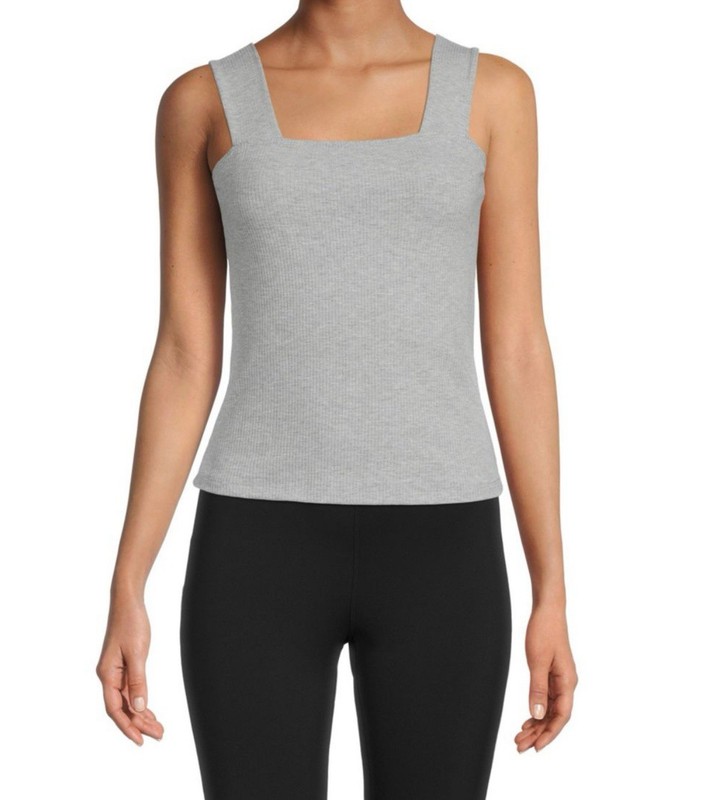 BNWT Renee C. Women's Squareneck Grey Ribbed Tank Top, Medium, $88!