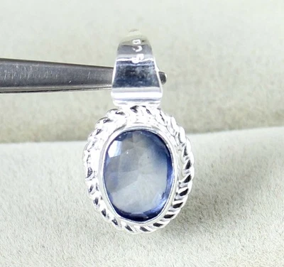 3,75 Ct Naturblauer Saphir Oval Anhänger 925 Silber Herren Charm - Bild 1 von 4