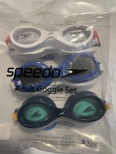 Speedo, Adult Goggle Set Of 3, Navy , White And Blue. New In Packaging.