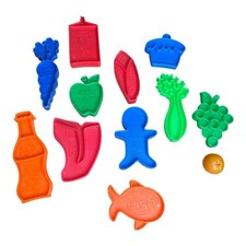 Vintage Plastic Play Food 12 Pieces Labeled With Food Name Thick and Sturdy 1972
