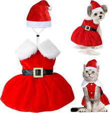 Cat Kitten Christmas Outfit Cat Christmas Dress Santa Costume Dog Holiday Outfi