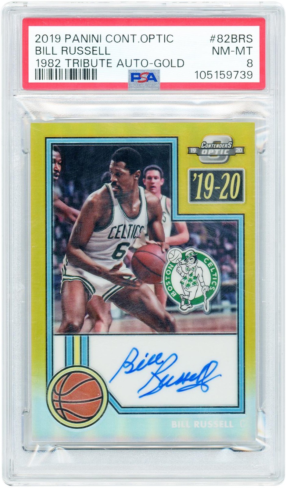 Bill Russell Celtics Signed 2019-20 Panini Contenders #82-BRS #9/10 PSA 8 Card