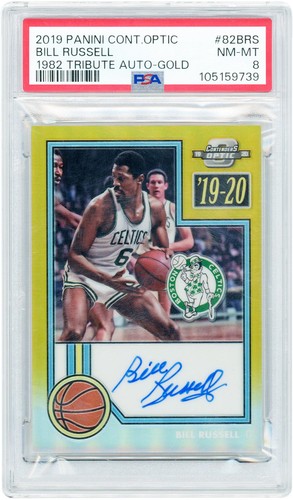 Bill Russell Celtics Signed 2019-20 Panini Contenders #82-BRS #9/10 PSA 8 Card