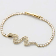 14k Gold Plated Snake Tennis Bracelet Hypoallergenic Jewelry