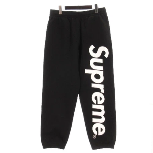 Pantalon de survêtement Supreme satin appliqué pantalon de jogging facile doublé polaire noir M AA d'occasion