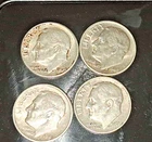 Lot of 4 DIMES 1961, 1949, 1964 1948 SILVER