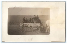 c1910's Family Riding Horse And Wagon RPPC Photo Unposted Antique Postcard