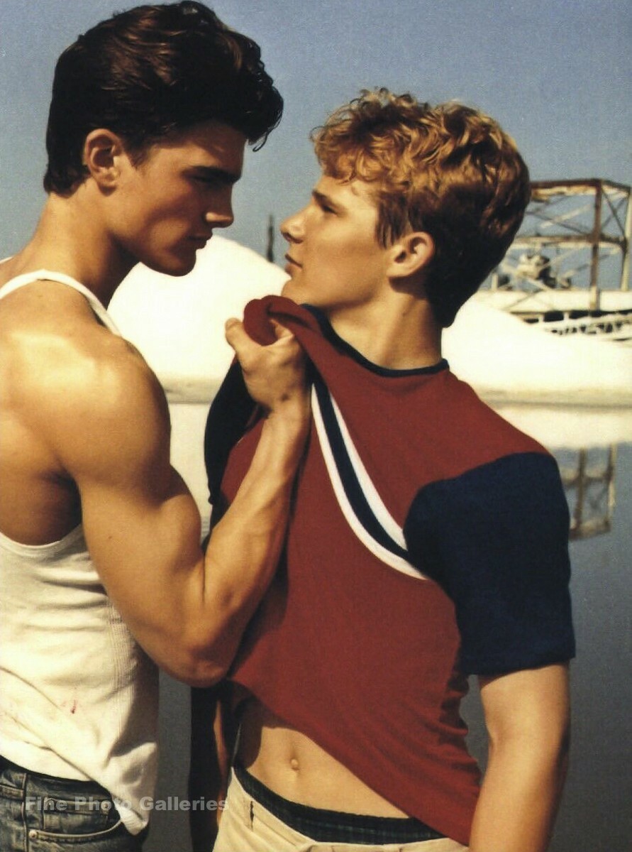 1990s Vintage BRUCE WEBER Handsome Young Men Collar Grab Fight