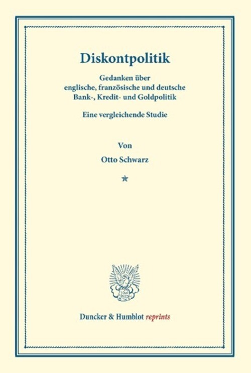 Thumbnail - Diskontpolitik Otto Schwarz Taschenbuch Duncker & Humblot Reprints