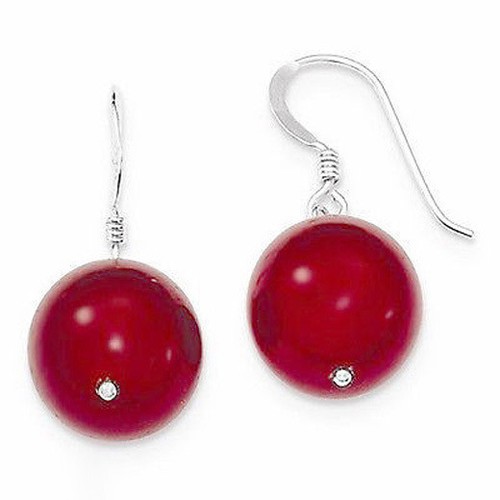 A la venta nuevos pendientes de gancho plateado de 10 mm de jade rojo genuino de moda - Imagen 3 de 3