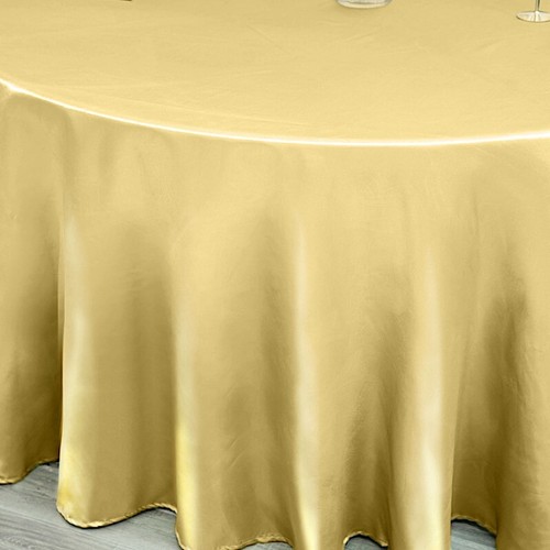Champagne 120" ROUND Satin TABLECLOTH Wedding Party Home Kitchen Tabletop Linens - Bild 5 von 8