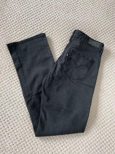 LEVIS DEMI CURVE Jeans W 28 L 30 Black Denim Straight Leg Regular Zip Fly Womens