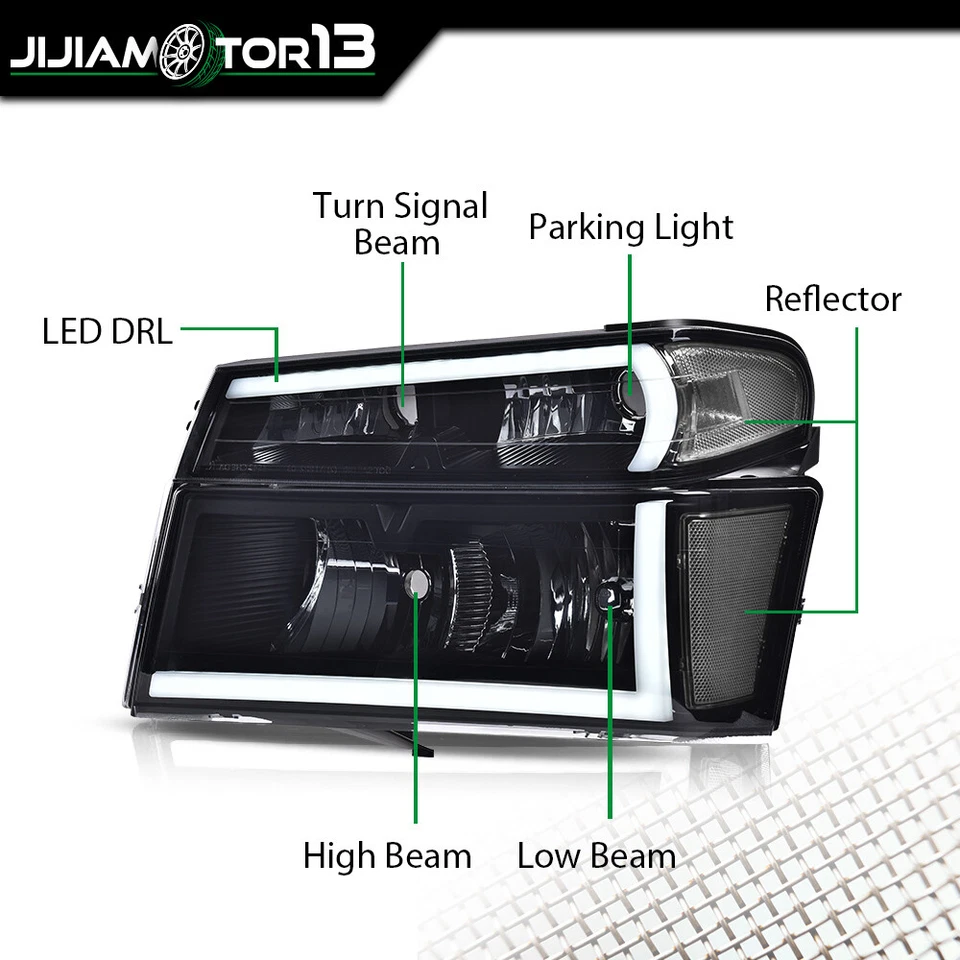 Lámparas de tubo LED ahumadas aptas para Chevy Colorado GMC Canyon 2004-2012 4 piezas Foto 2 de 4