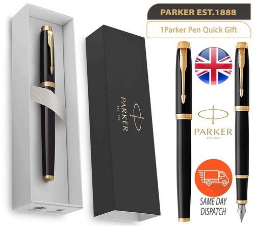 Parker Im Matt Schwarz Goldrand Füllfederhalter Fein Neu im Karton Smart Finish Zuverlässig Schreiben - Bild 1 von 11
