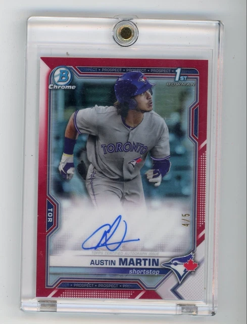 Austin Martin 2021 1st Bowman Chrome autograph true red refractor #'d 4/5