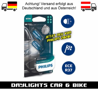 Philips W5W X-tremeVision Pro150 T10 Standlicht Kennzeichen Innenraum Lampen Duo