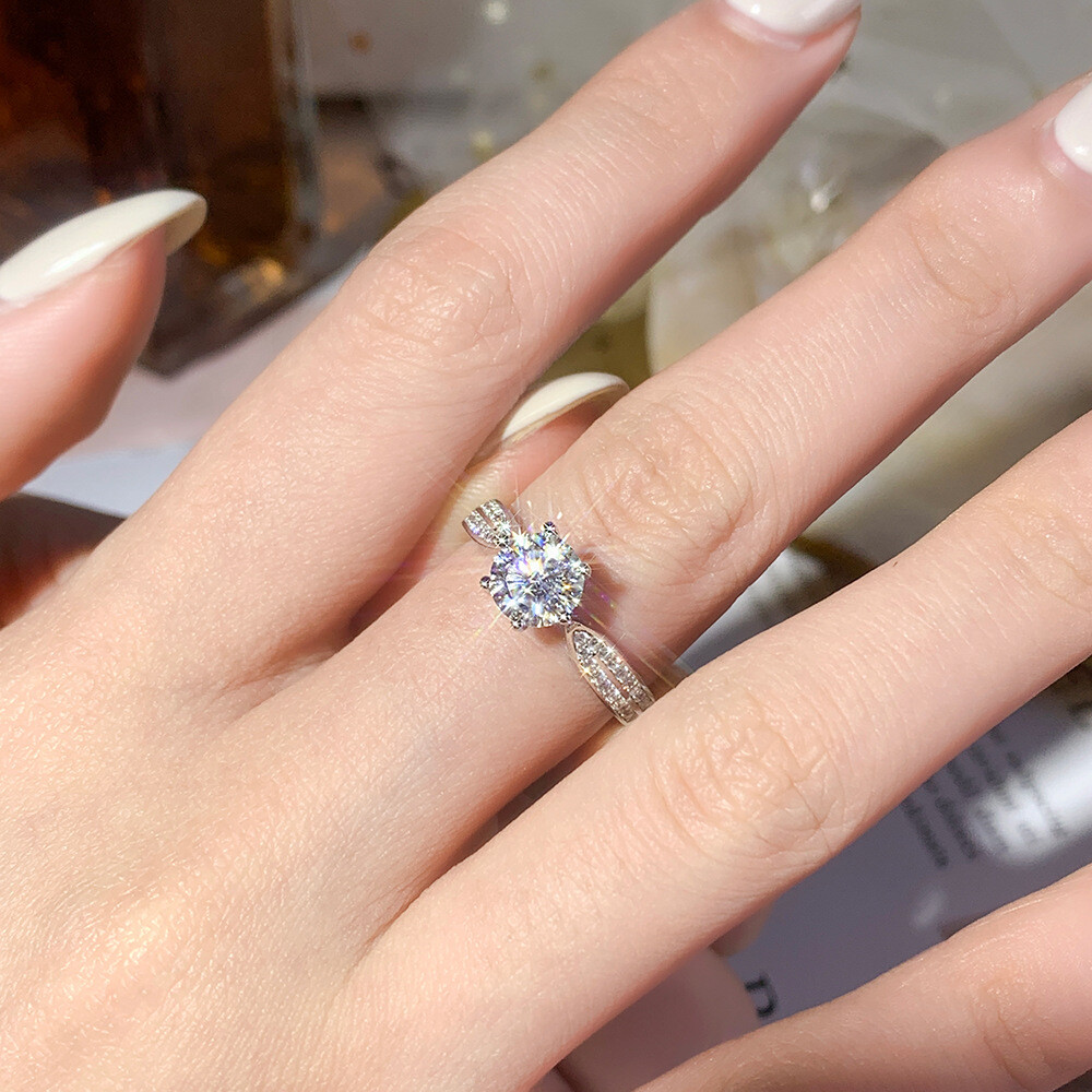 925 Sterling Silver Adjustable Ring Zircon Crystal Open Ring 925 Sterling Silver Adjustable Ring Zircon Crystal Open Ring