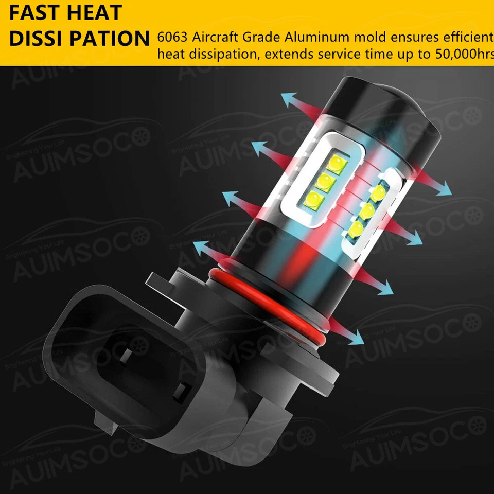 For 2003 2004 2005 2006 GMC Sierra 1500 2500HD 3500 - 6000K LED Fog Lights Bulbs - Image 4 of 4