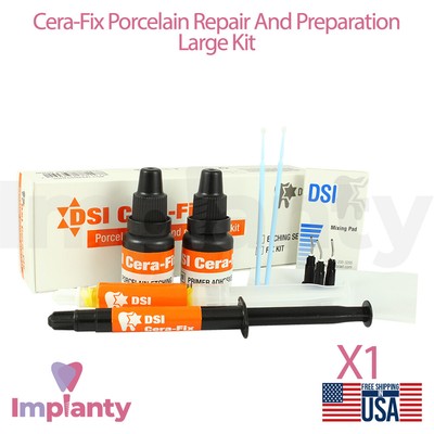 Dental Cera-Fix Porcelain Repair And Preparation Kit 5ml Each Quick & Easy Tool