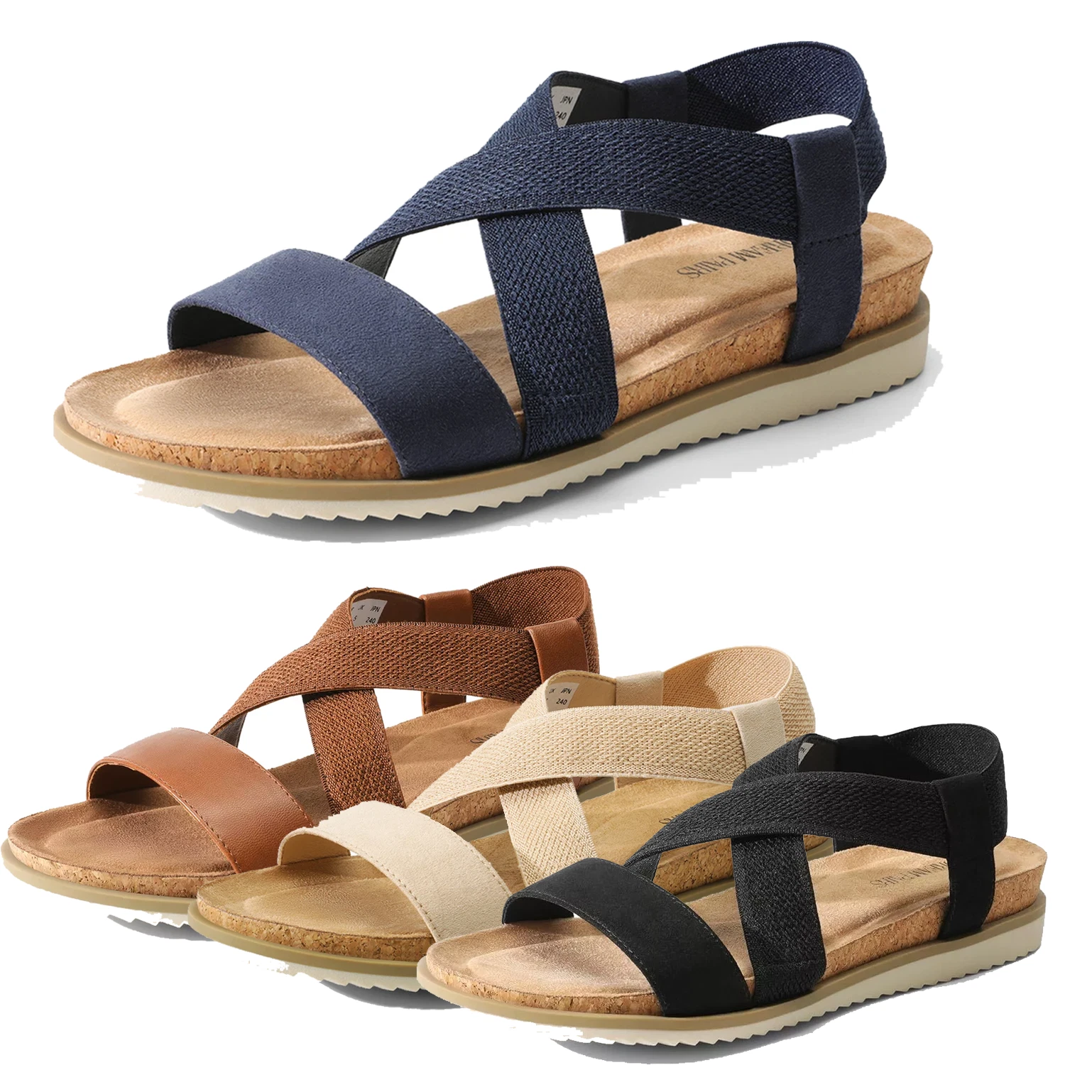 Women Low Wedge Sandals Open Toe Slip On Strappy Flat Sandals Casual Shoes