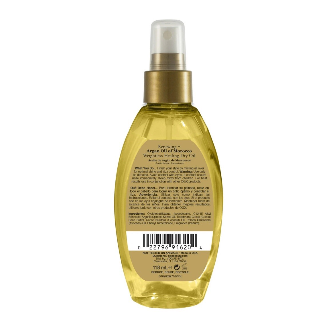 OGX Renewing & Argan Oil of Morocco Weightless Healing Dry Hair Oil Spray, 4 Oz