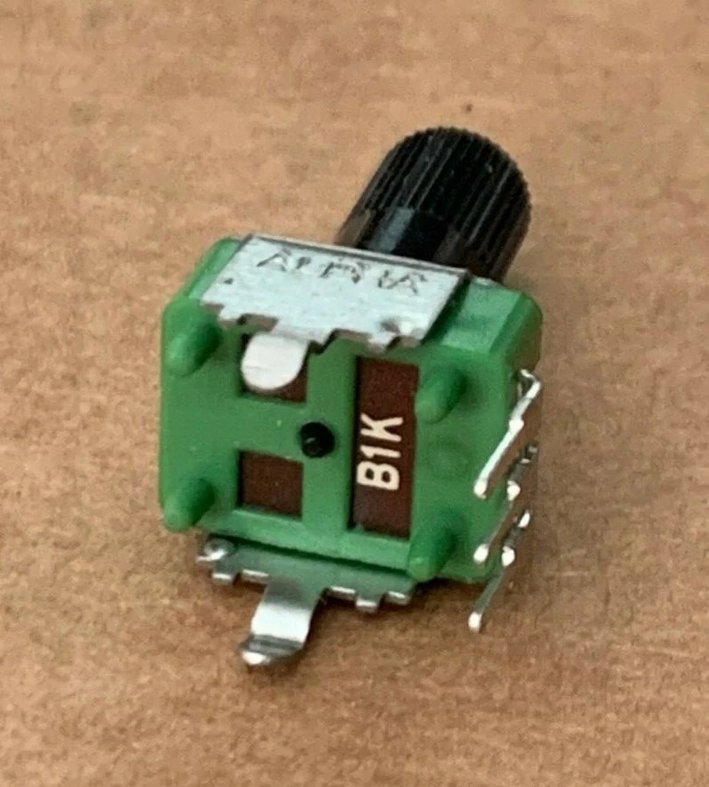 (1PC) TAIWAN ALPHA PC Mount Black Shaft Potentiometer Linear 1K 2090 NOS - Image 3 of 4