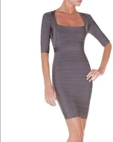 herve leger grey bandage dress The Metallic Alba Gown