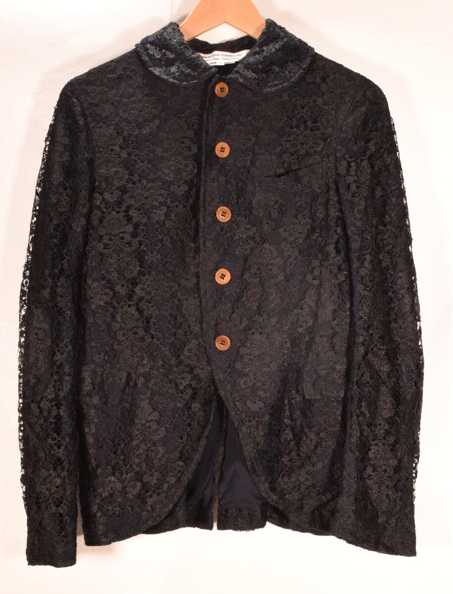 Comme des Garcons Jacket Black Lace Button Down LS Blazer S Comme des Garcons Jacket Black Lace Button Down LS Blazer S