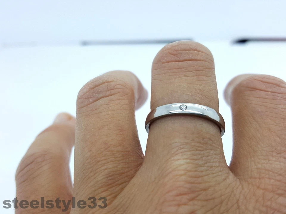 DONNA Anello Acciaio Inox 316L Color Argento Con Diamanti Finti - Immagine 2 di 4