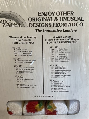 Vintage ADCO Creation Christmas CANDLE #1225 Latch Hook Kit New Sealed 12”x12” - Picture 2 of 3