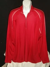 NIKE GOLF DRI-FIT RED TOP STITCH POLY/SPANDEX LT.WGT.L/S 1/2 ZIP PULLOVER SZ. XL