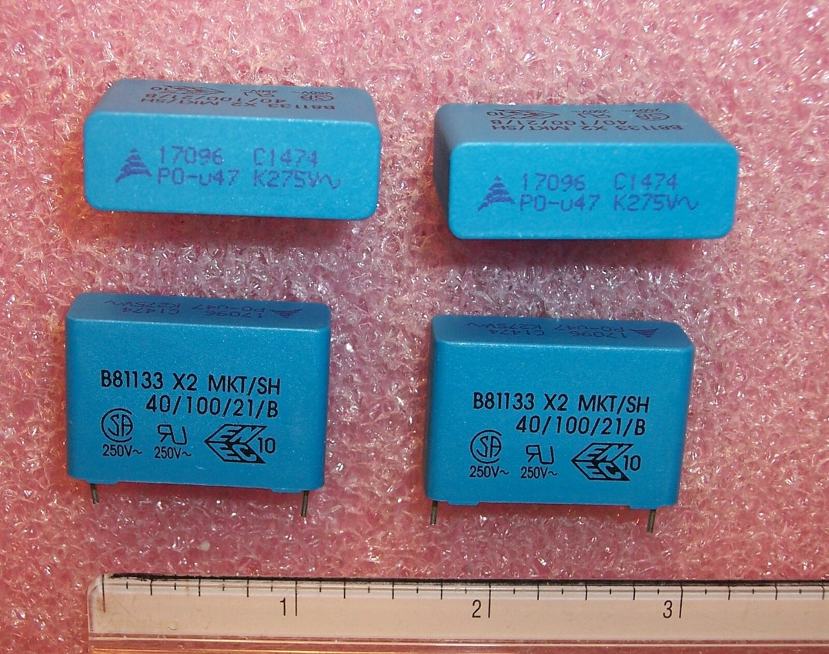 QTY (20) .47uf 275Vac 10% X2 EMI SUPPRESSION FILM CAPACITORS