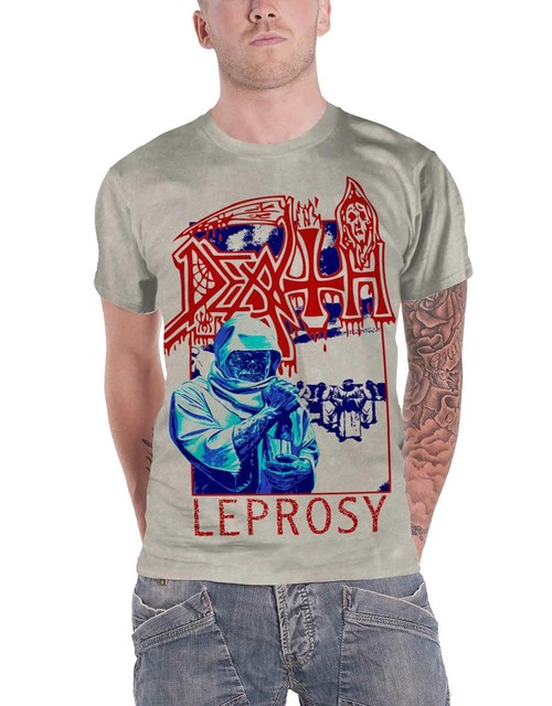 Death T Shirt Leprosy Blue & Red Band Logo Official Mens off White Size L for sale online | eBay