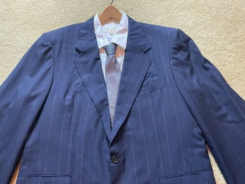 Vintage 60s 70s Hickey Freeman Wool Pinstripe Sport Coat Blazer Suit Jacket 44L - Picture 3 of 8