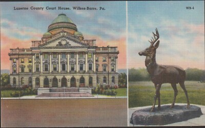 Wilkes-Barre PA. Luzerne County Court House UNP Linen Postcard