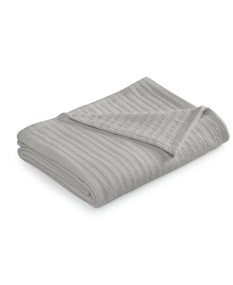 Charter Club Damask Designs Striped 100% Cotton Bed Blanket - KING - Gray - Image 3 of 3